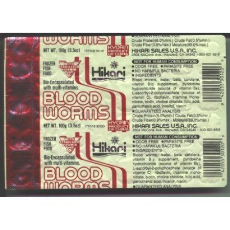 Hikari Bio-Pure Frozen Blood Worm Fish Food, 3.5 Oz, 32 Ct