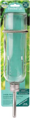 Oxbow Chew Proof Glass Water Bottle with Holder for Small Animals
