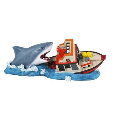 Penn-Plax Jaws Aquarium Resin Decoration – Boat Attack – Small  Multi-colored