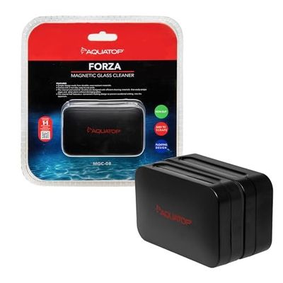 Aquatop Forza Floating Glass Cleaning Magnet 3.35 X 2.09 X 1.57 Inches, for Glass 5/16-3/8 Inches Thick, Clam Shell Package, MGC-08