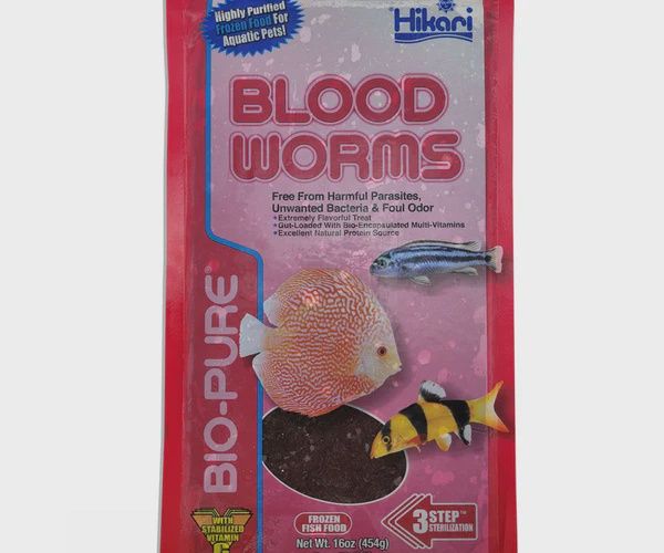 Hikari Bio-Pure Frozen Blood Worm Fish Food, 16 Oz Flat