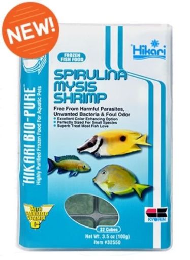 Hikari 3.5 oz Frozen Spirulina Mysis Shrimp Cubes