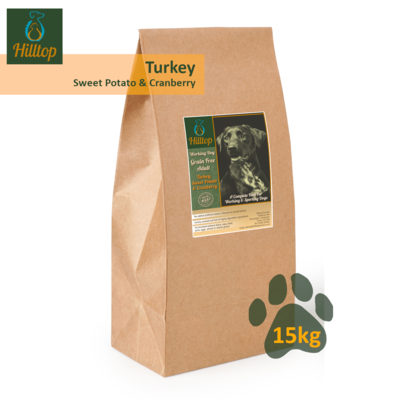 Hilltop Grain Free Adult Working Dog - Turkey, Sweet Potato & Cranberry 15kg Hilltop Grain Free Adult Working Dog - Turkey, Sweet Potato & Cranberry 15kg