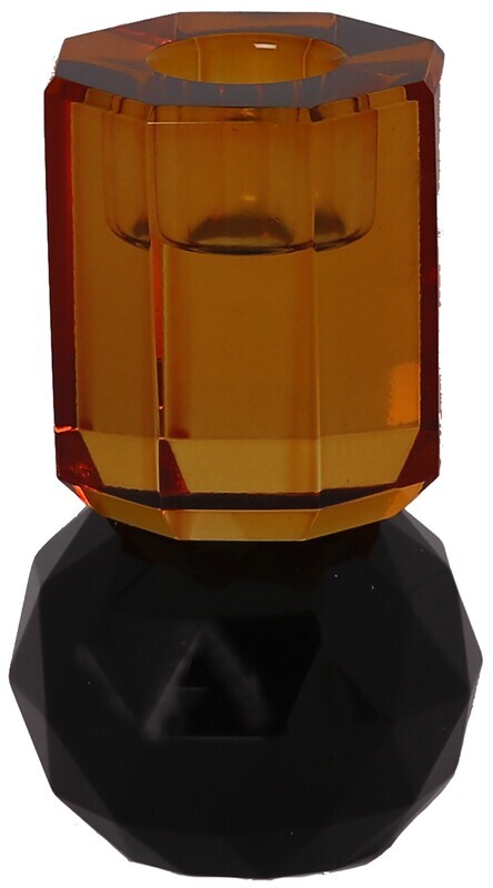 Kertastjaki Kristals black/amber 10,5x6 cm