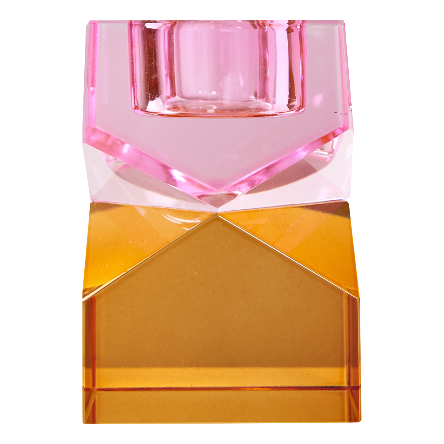 Kristals kertastjaki - Pink/amber 8,5x6 cm
