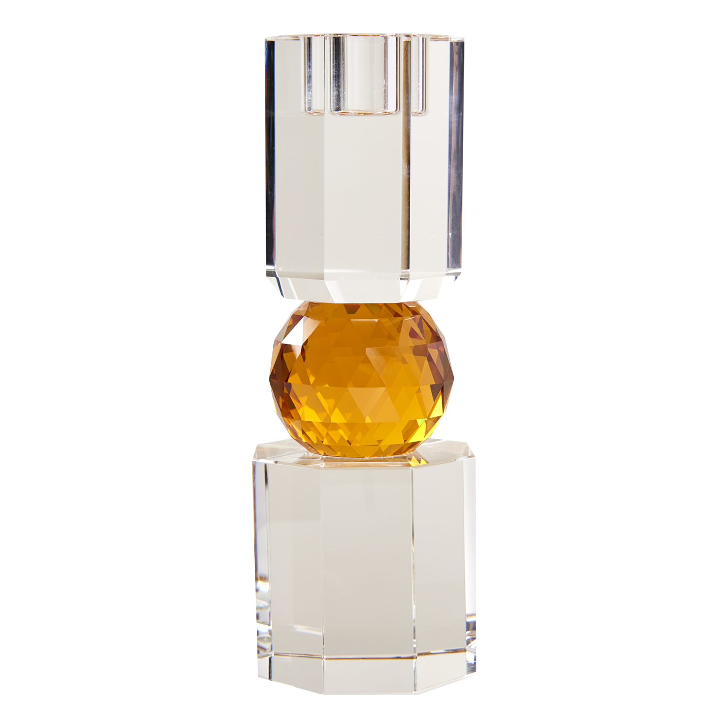 Kristals kertastjaki - Clear/amber/clear 19x7 cm