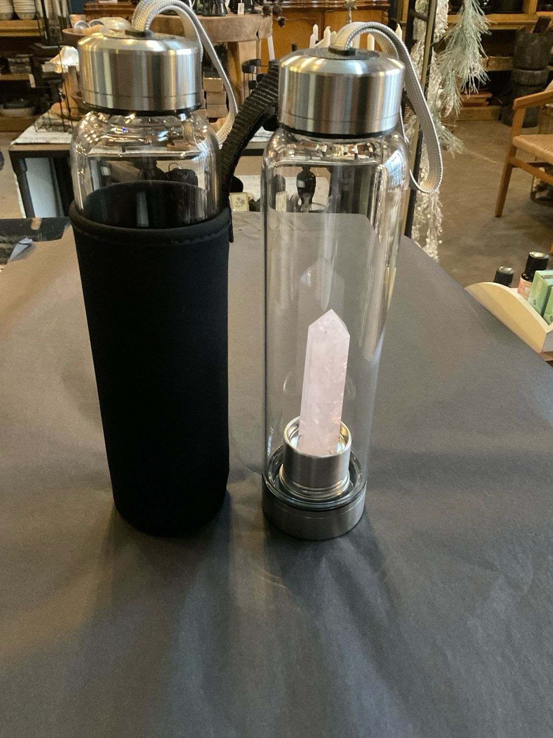 Vatnsflaska Með Rose Quartz Orkusteini