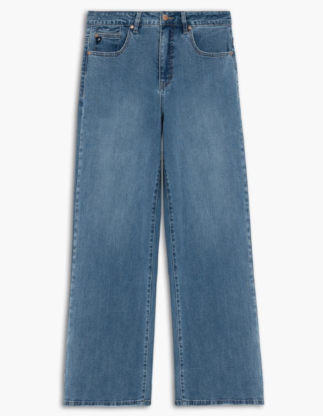 Luna Wide High Waisted, Colour: Light Blue Wash, Size: 26