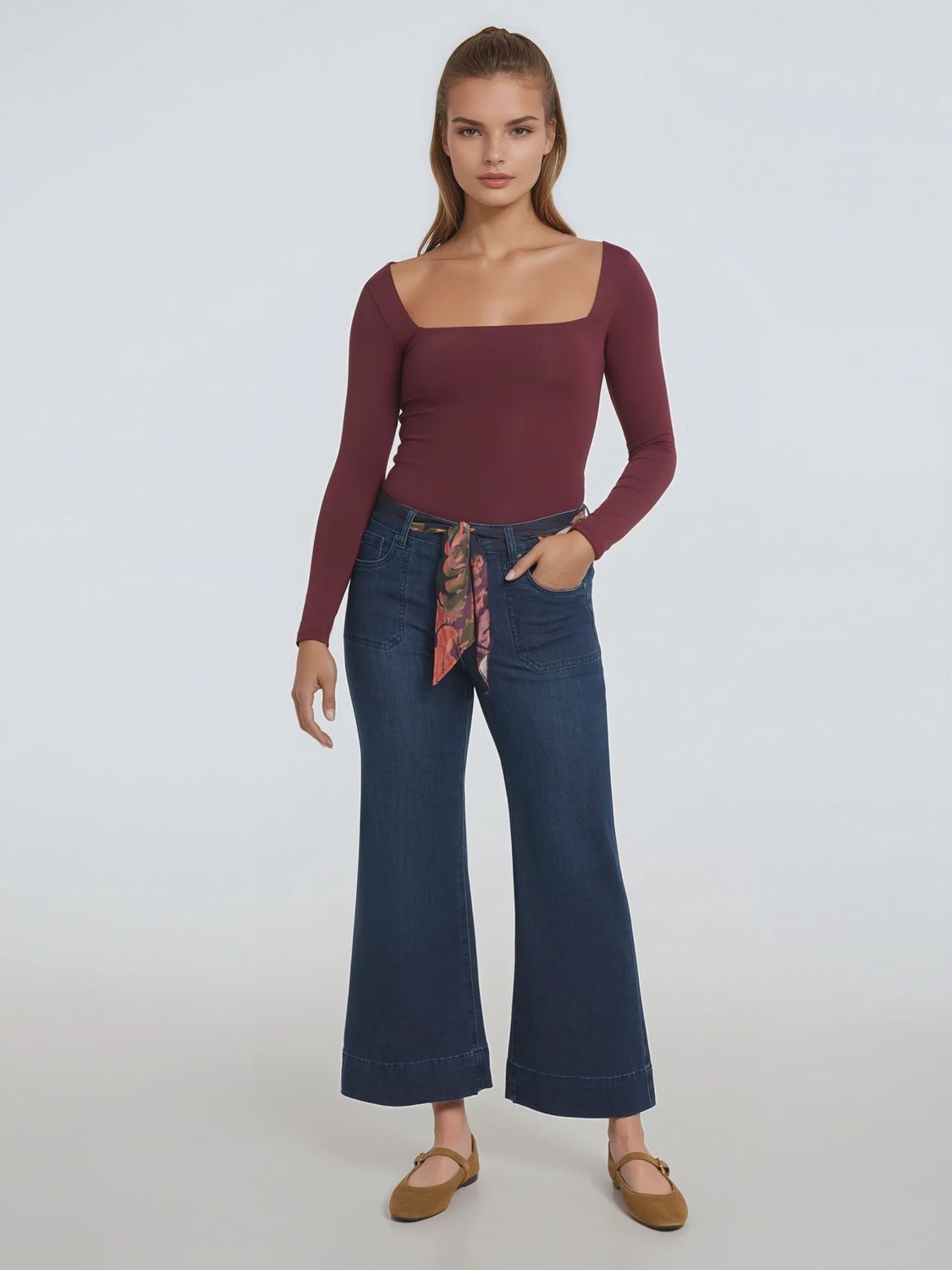 Robie High Waisted with Belt, Colour: Dark Stonewash, Size: 25