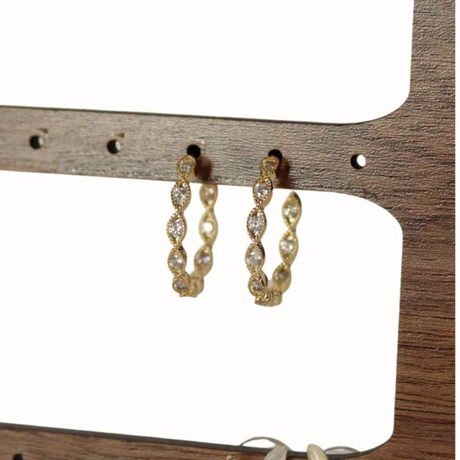 Gold Rhinestone C-Hoop Earrings