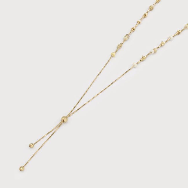 Gold Imitation Shell Lariat Necklace