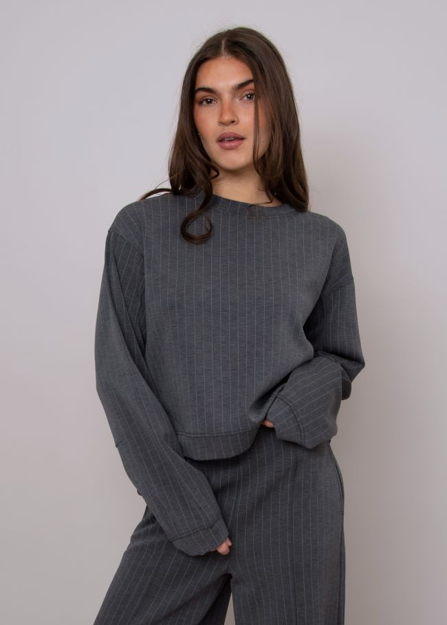 Next In Line Soft Knit Crewneck Sweater, Colour: Charcoal, Size: XSmall