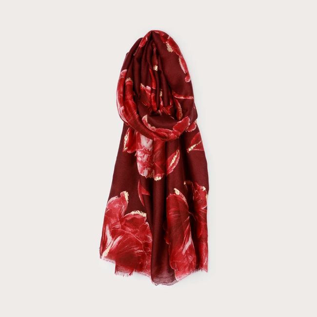 Lightweight Scarf with Floral Print