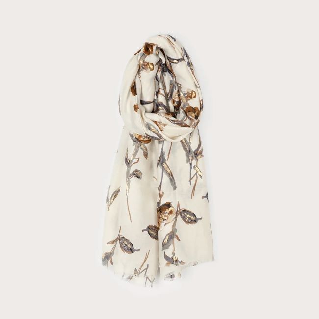 Lightweight Flower Print Scarf with a Touch of Lurex