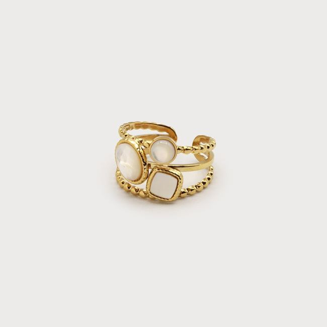 Adjustable Metal Multi Ring with Semi-Precious Stone Effect