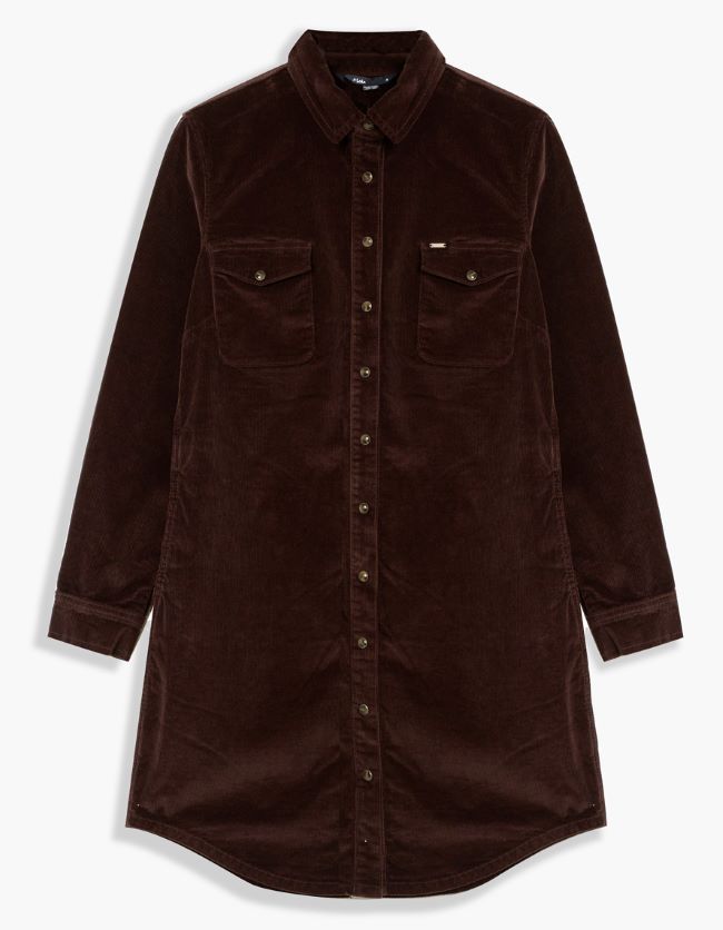 Gianna Corduroy Shirt Dress, Colour: Brown, Size: XSmall