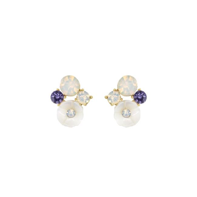 Cubic Zirconia Petal Stud Earrings