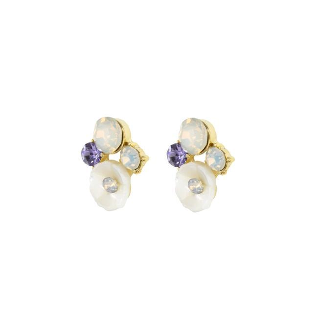 Cubic Zirconia Petal Stud Earrings