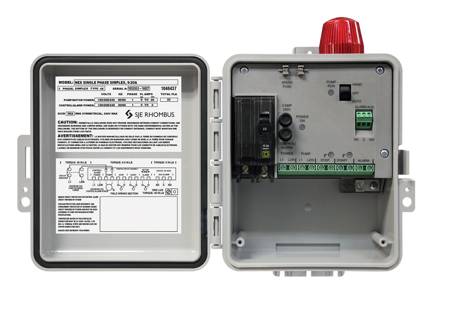 SJE-Rhombus NEX Series Simplex Control Panel with 3 Float Switches