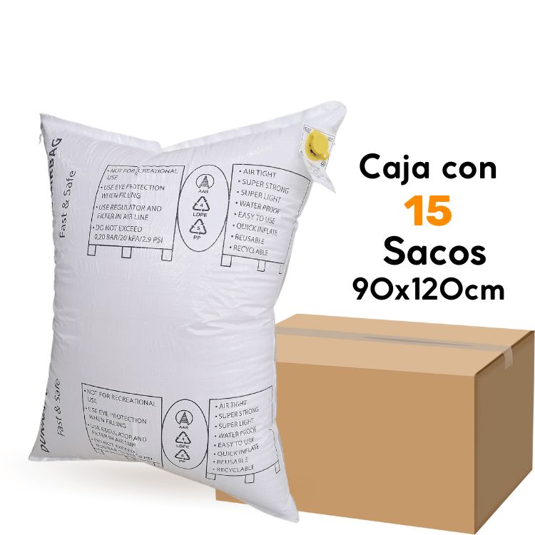Caja con 15 sacos hinchables - Airbag de Rafia 90x120