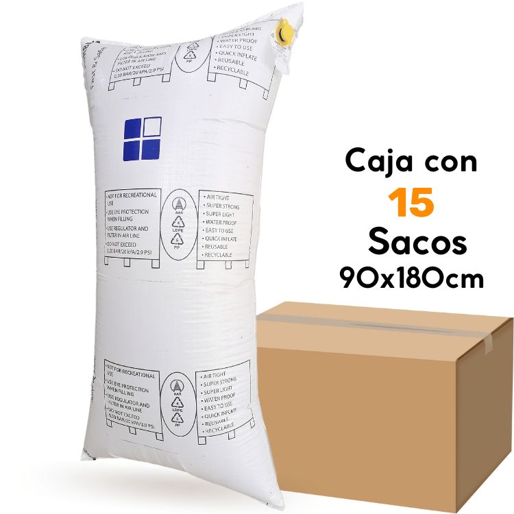 Caja con 15 sacos hinchables - Airbag de Rafia 90X180
