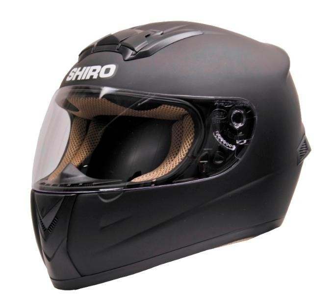 Casco Shiro Monocolor Negro Mate