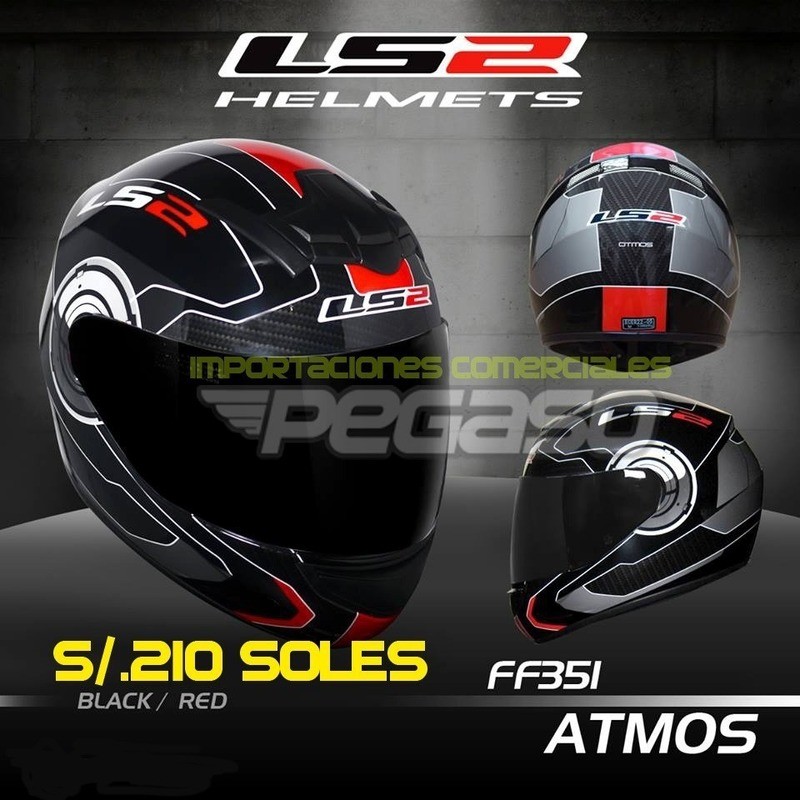 Casco LS2 Atmos Negro con Rojo