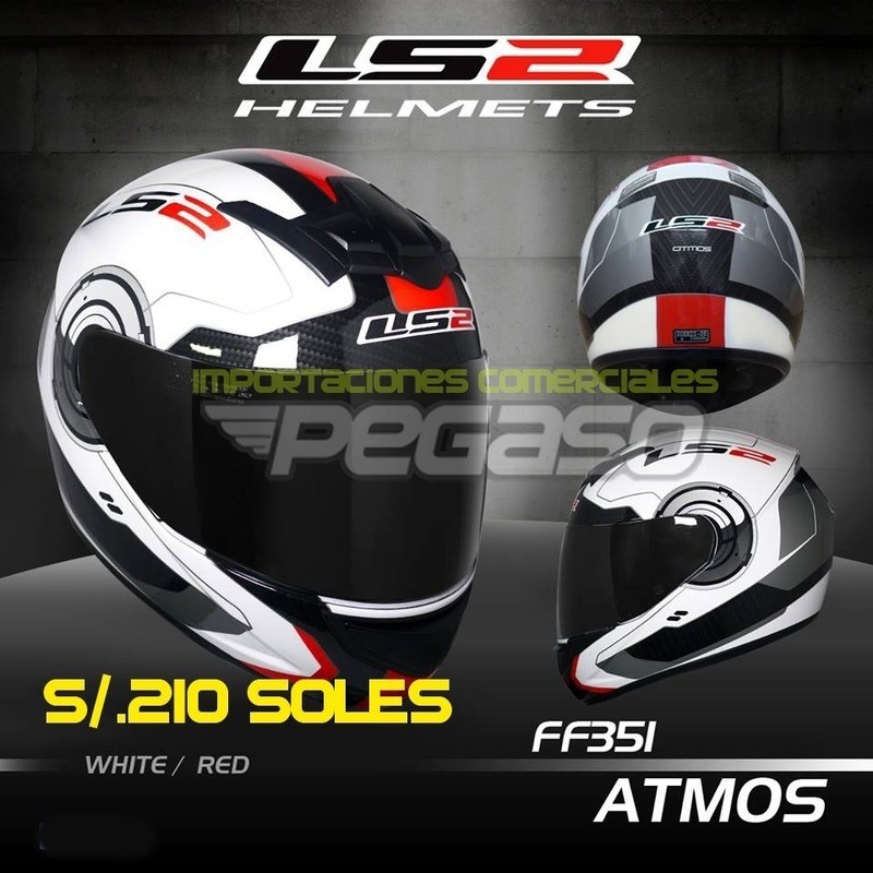 Casco LS2 Atmos Blanco con Rojo