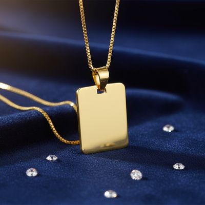 Pendentif Plaque Identité - Rectangle  - Or Jaune 18K