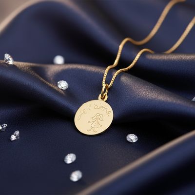 Médaille Jeton Fillette "Je T'Aime" - Or Jaune 18K