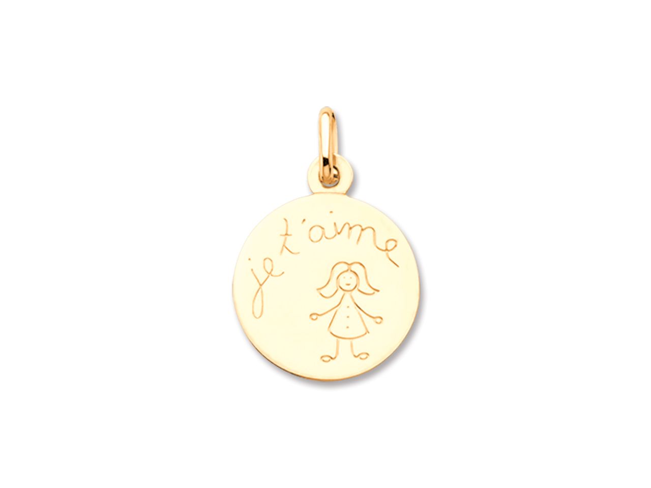 Médaille Jeton Fillette "Je T'Aime" - Or Jaune 18K