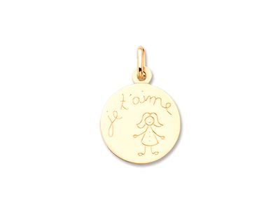 Médaille Jeton Fillette "Je T'Aime" - Or Jaune 18K