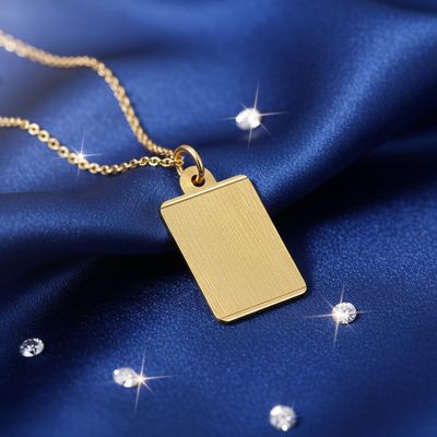 Pendentif Plaque Identité - Rectangle - Or Jaune 18K
