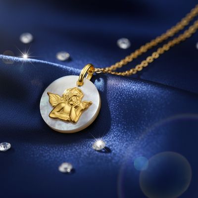 Médaille Ange Nacre - Or Jaune 18K