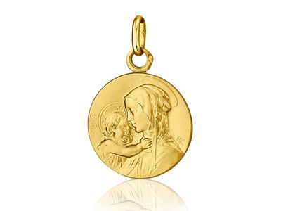 Médaille Ste Vierge Massive - Or Jaune 18K - Ø16 mm