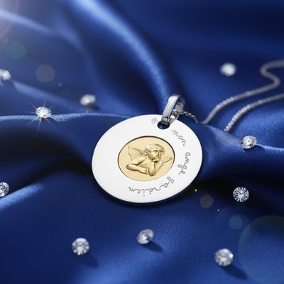 Disque Ange Bicolore - Or 18K