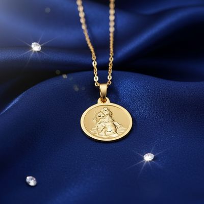 Médaille Saint-Christophe Sablée - Or Jaune 18K