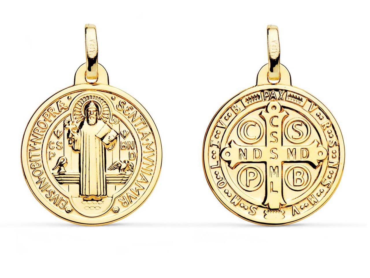 Médaille Saint-Benoît Scapulaire Double Face - Or Jaune 18K