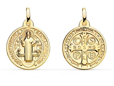 Médaille Saint-Benoît Scapulaire Double Face - Or Jaune 18K