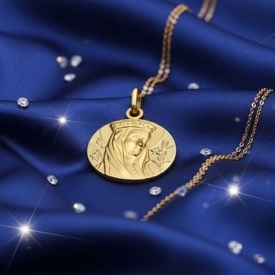 Médaille Vierge Couronnée - Or Jaune 18K