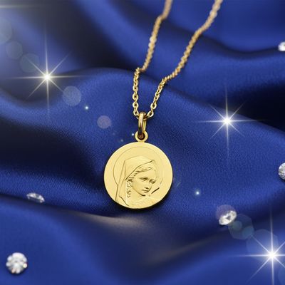 Médaille Ste Vierge Auréolée - Or Jaune 18K
