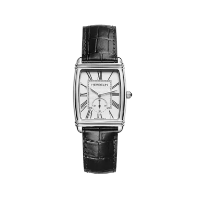 Montre "ART DÉCO" – Petite Seconde– Acier & Cuir