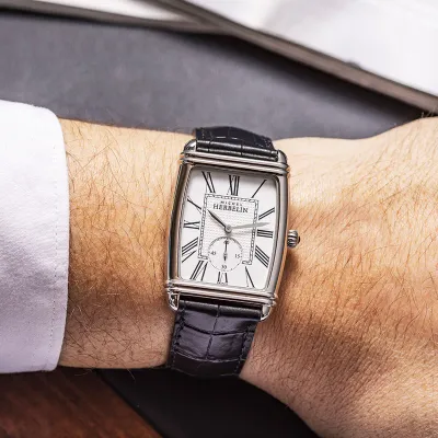 Montre "ART DÉCO" – Petite Seconde– Acier & Cuir