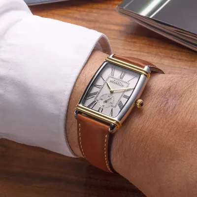 Montre "ART DÉCO" – Petite Seconde – Bicolore & Cuir