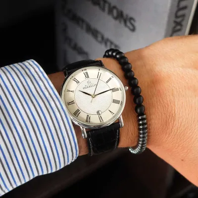 Montre "CLASSIQUE" – Quartz – Acier & Cuir Noir