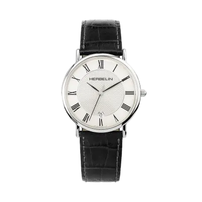 Montre "CLASSIQUE" – Quartz – Acier & Cuir Noir