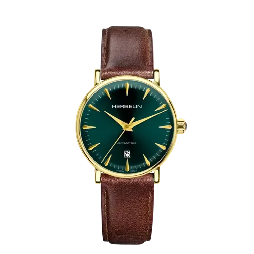 Montre "INSPIRATION" – Automatique – Vert & Cuir Brun