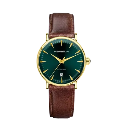 Montre "INSPIRATION" – Automatique – Vert & Cuir Brun