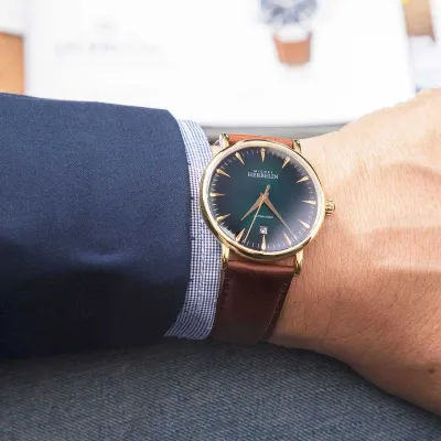 Montre "INSPIRATION" – Automatique – Vert & Cuir Brun