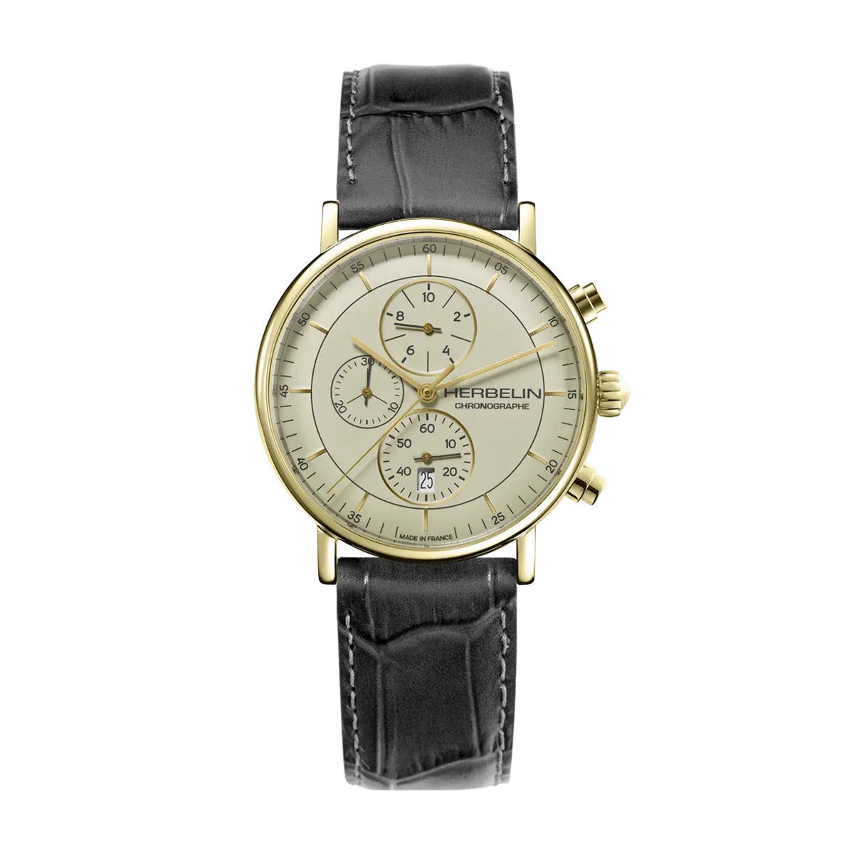 Montre "INSPIRATION" – Chronophage – Doré & Cuir Noir